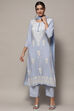 Pastel Blue Rayon Unstitched Suit set image number 8