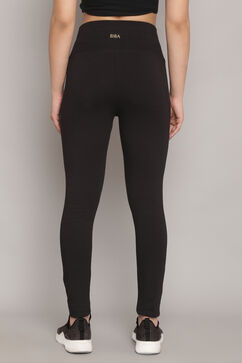 Black Knitted Cotton Blend Cotton Leggings image number 8