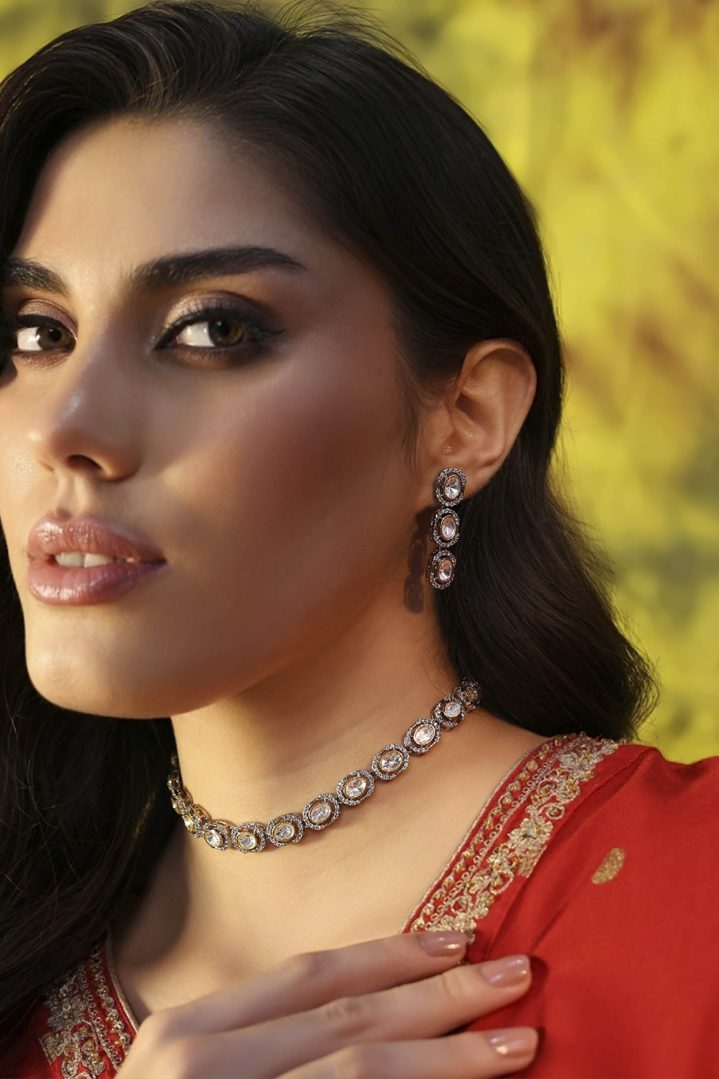 White Brass Kundan Set image number 3