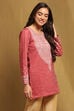 Teal Polyester Blend Straight Short Kurti image number 4