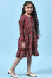 Maroon Silk Tiered Printed Dress image number 3