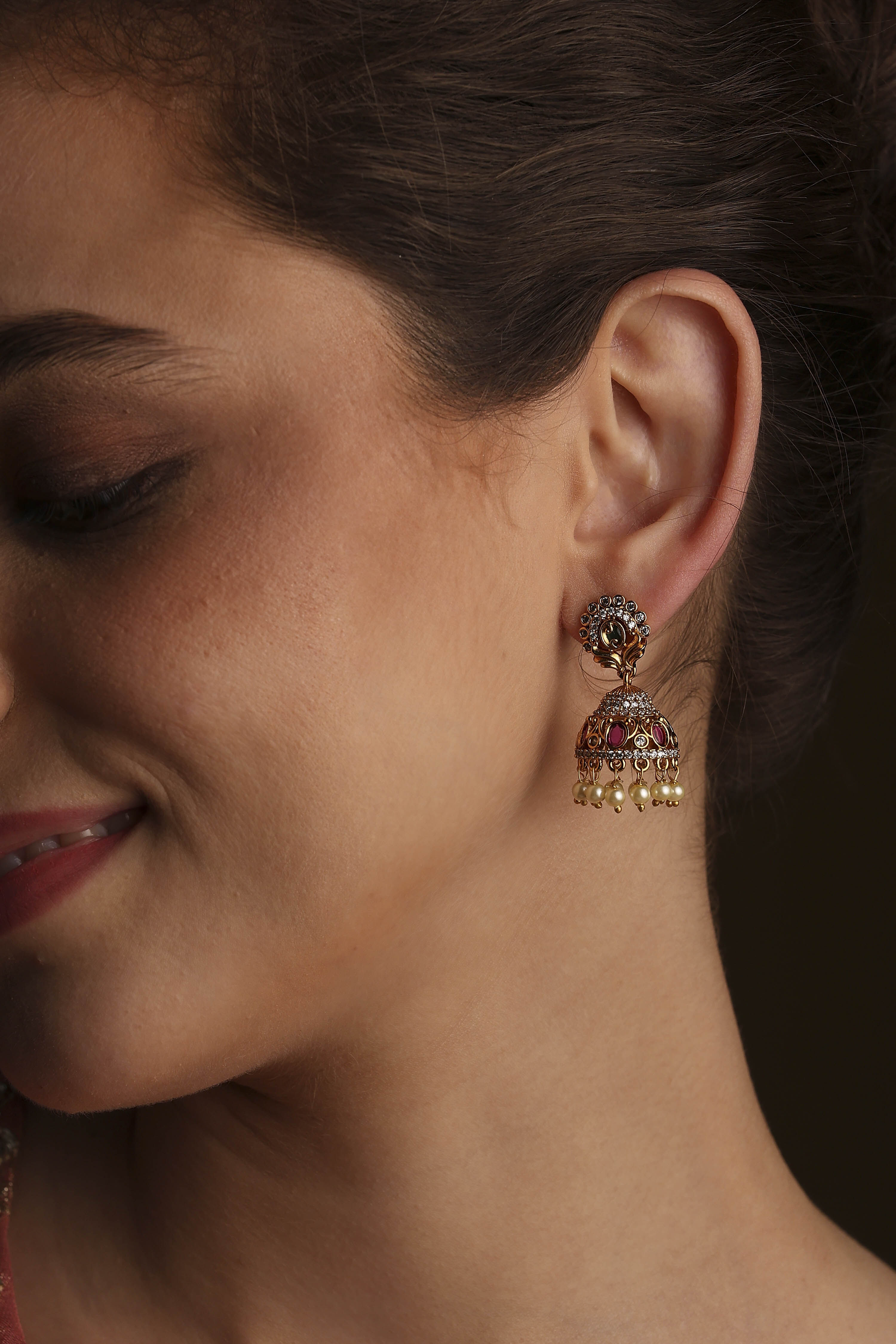 Multicolor Brass Jhumka image number 1