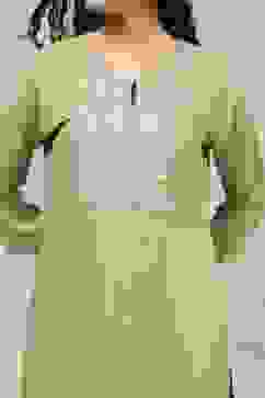 Sage Green Solid Straight Suit Set image number 1