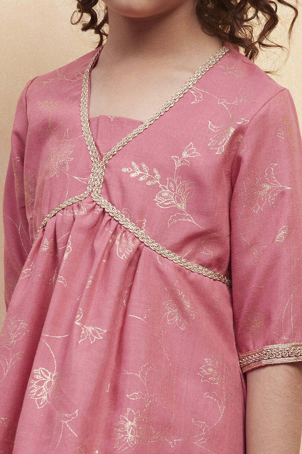 Blush Pink Printed Peplum Lehenga Set image number 1