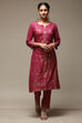 Plum Rayon Straight Kurta Pants 2 Piece Set image number 6