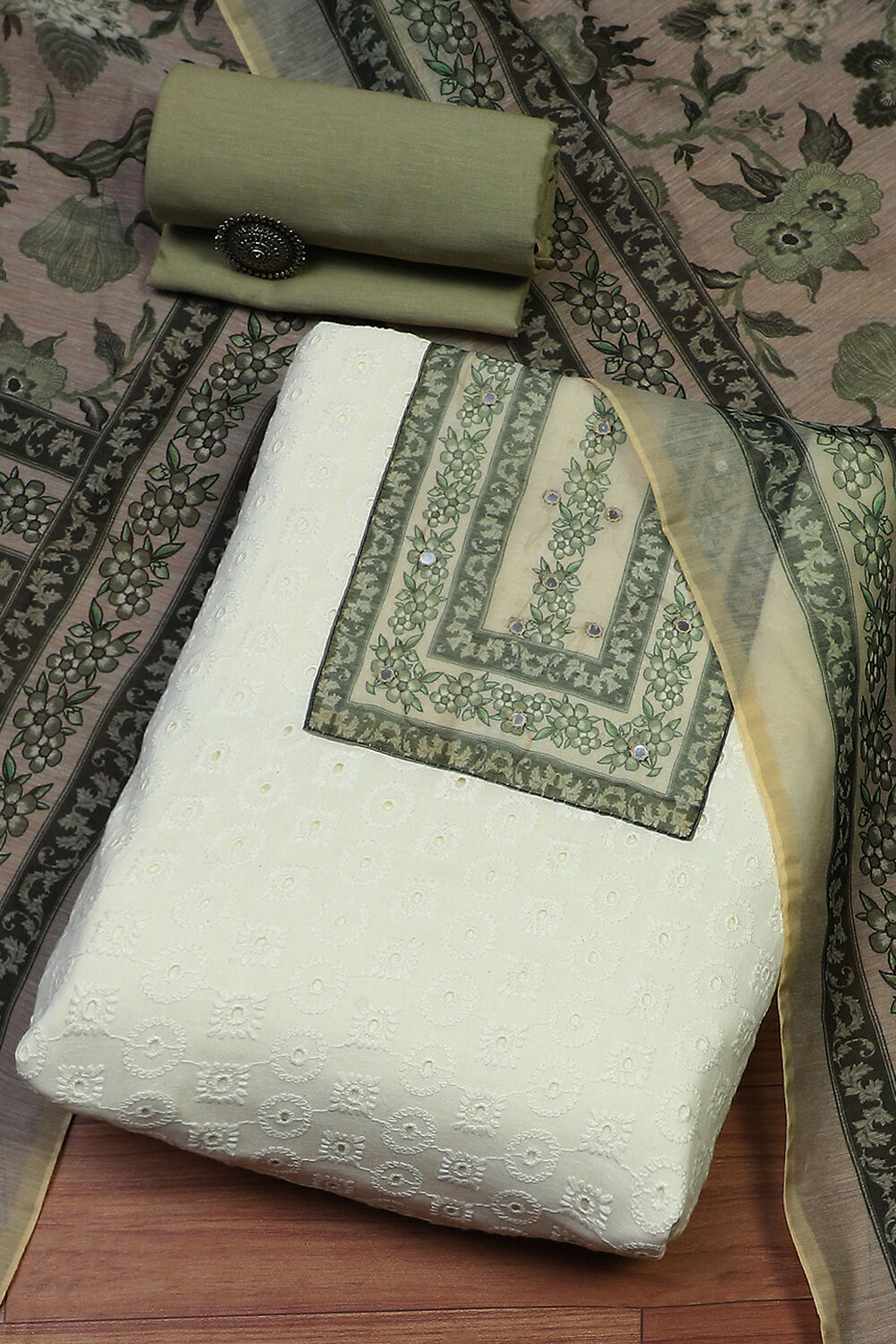 Purple Cotton Printed Unstitched Suit Set image number 0