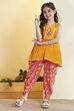 Yellow Viscose Rayon Printed Gathered Kurta Pants Set image number 6