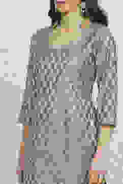 Grey Art Silk Woven Unstitched Suit Set image number 2