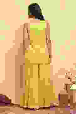 Yellow Polyester Dyed Straight Sharara Suit Set image number 4