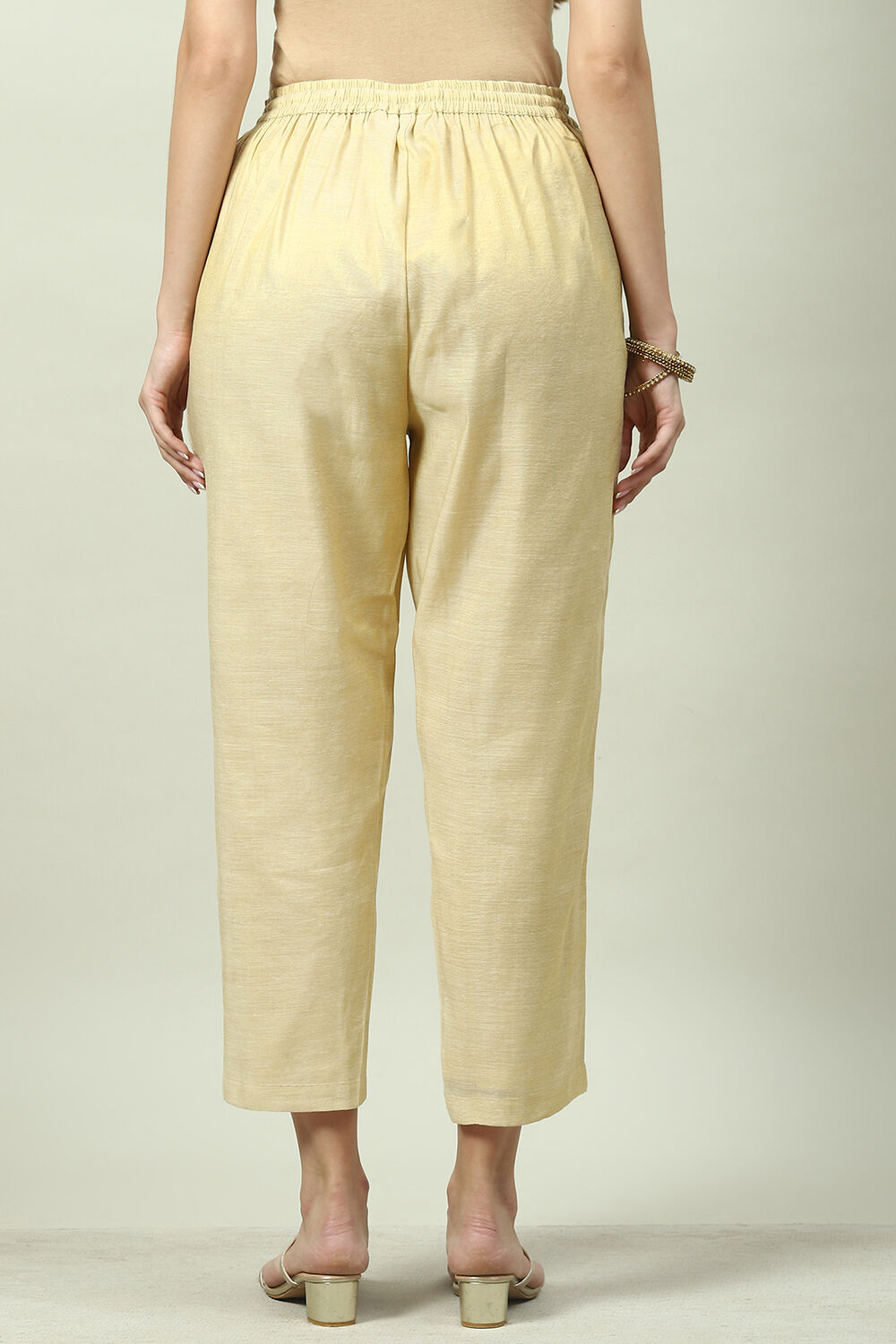 Beige Cotton Pants image number 4