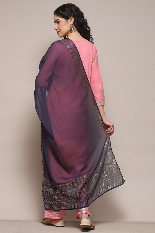 Navy Polyester Printed Dupatta image number 2