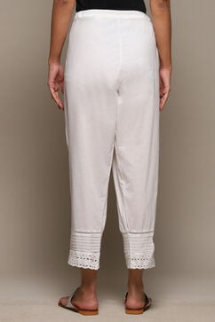 White Cotton Solid Pant image number 4