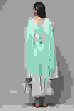 Powder Blue Cotton Anarkali Kurta Churidar Suit Set image number 2