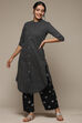 Black Cotton Straight Kurta Pants Suit Set image number 0