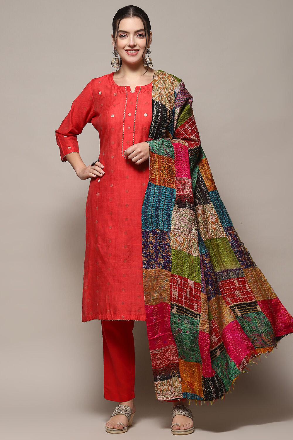 Green Cotton Unstitched Suit set image number 1