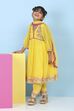 Yellow Cotton Solid Kalidar Suit Set image number 3