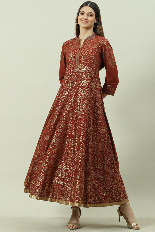 Black Cotton Flared Printed Dress image number 0