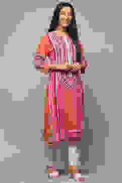 Red Rayon Straight Kurta image number 4