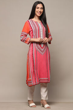 Red Rayon Straight Kurta image number 4