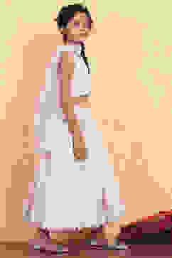 Ivory Embroidered Georgette Lehenga Set image number 5