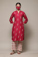 Terracotta Rayon Straight Kurta Pants Set image number 6