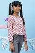 Pink And Cream Straight Cotton Printed Top image number 2