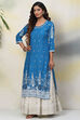 Blue A-Line Viscose Kurta image number 0