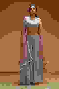 Beige Viscose Georgette Fusion Sharara Set image number 6