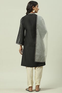 Beige & Black Printed Straight Kurta Salwar Suit Set image number 4