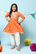 Orange Cotton Gathered Kurta Salwar 2 Piece Set