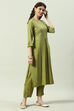 Plum Printed Rayon Straight Kurta Regular Pants Suit Set image number 5