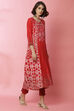 Rust A-Line Rayon Printed Kurta Dress image number 2