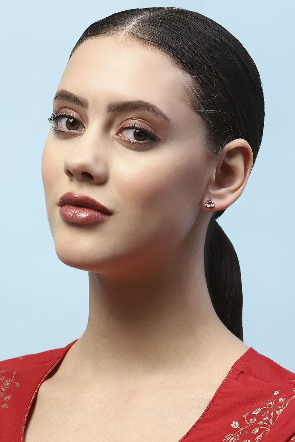 White Rose Gold-Plated Everyday Triangular Studs image number 1