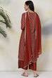 Terracotta Red Art Silk Straight Kurta Palazzo Suit Set image number 6