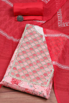 Pink Modal Machine Embroidered Unstitched Suit Set image number 0