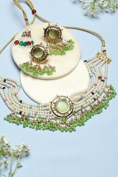 Green Brass Necklace Set image number 0