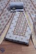 Cream-Toned Muslin Rajasthani Print Unstitched Suit Set image number 0