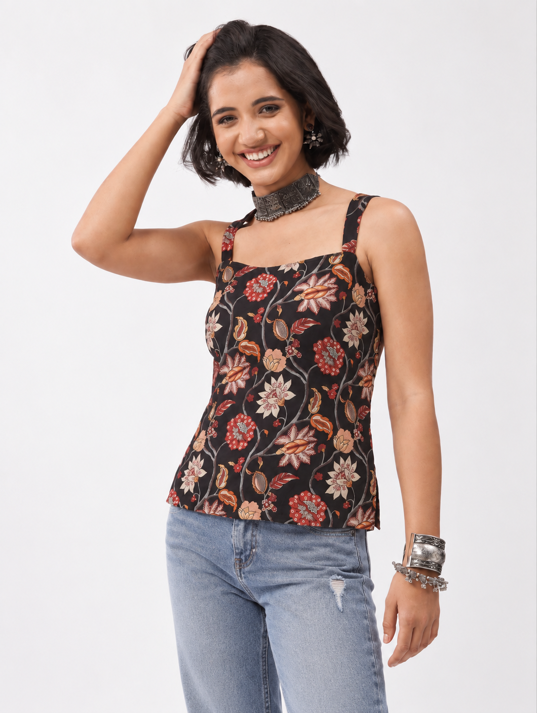 Black Cotton Straight Top image number 5