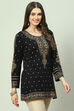 Black Poly Metallic Straight Printed Kurti image number 3