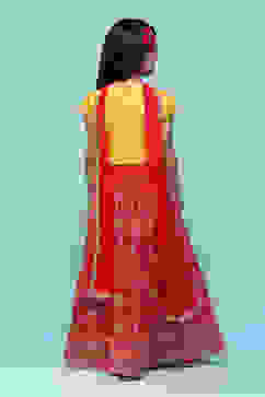 Yellow & Pink Polyester Embroidered Suit Set image number 4