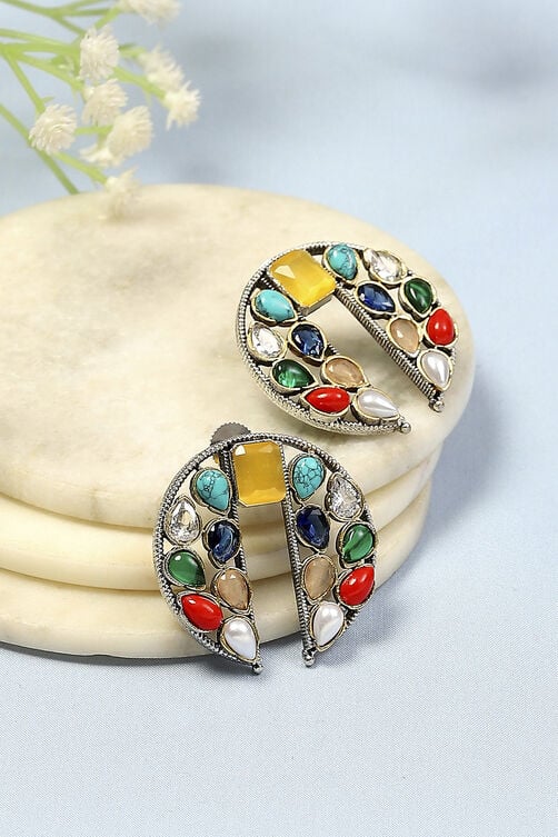 Multi-Colored Gold-Plated Studs image number 0