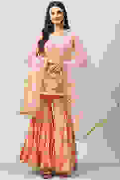 Light Pink Art Silk Straight Kurta Garara Suit Set image number 0