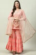 Light Pink Art Silk Straight Kurta Garara Suit Set