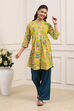 Green Cotton Printed Straight Kurti image number 6