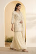 Powder Blue Butterfly Net Embroidered Sharara Suit Set image number 3