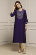 Purple Viscose Blend Straight Kurta image number 0