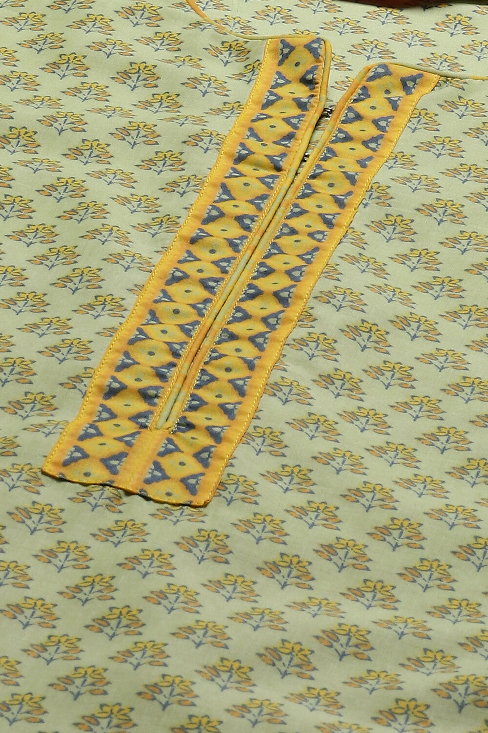 Off White Cotton Straight Kurta Palazzo Suit Set image number 1