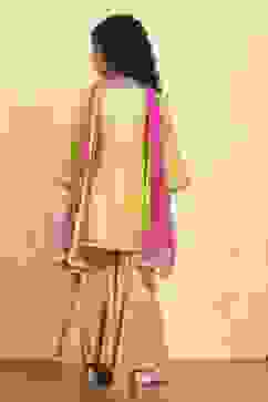 Green Cotton Dyed Gathered Sharara Suit Set image number 4