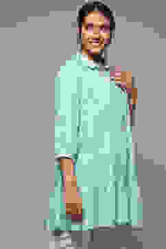 Sky Blue LIVA Printed Shirt image number 3