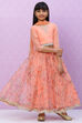 Peach Straight Poly Cotton Girls Lehenga Set image number 0